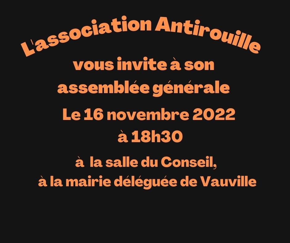 L'association Antirouille vous invite à son assemblée générale