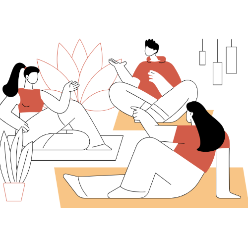 visuel 3 personnes font du yoga